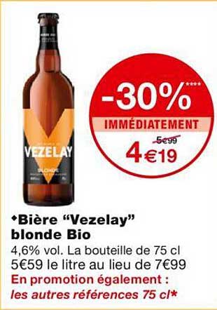 bière "vezelay" blonde bio