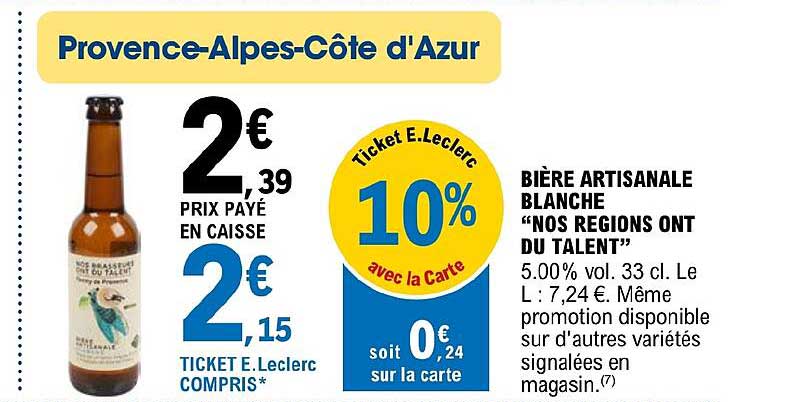 bière artisanale blanche "nos régions ont du talent"