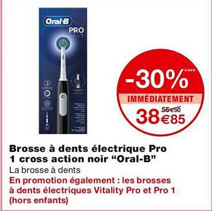 brosse à dents électrique pro 1 cross action noir "oral-B"