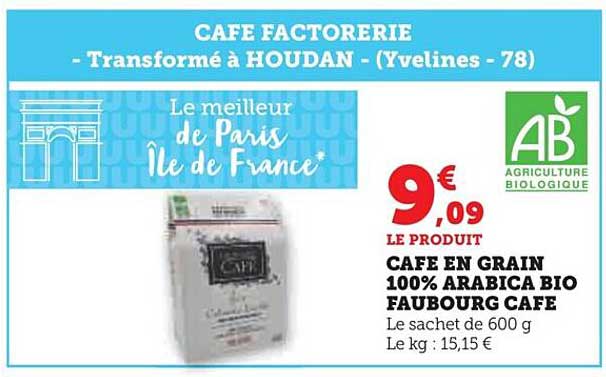café en grain 100% arabica bio faubourg café