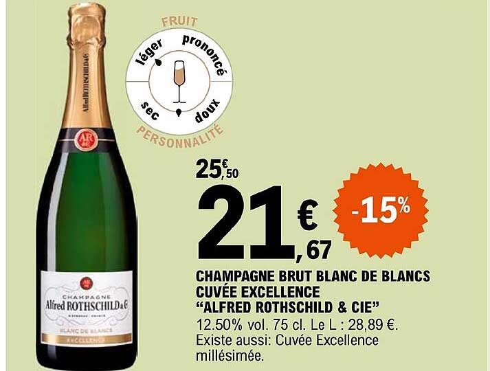Champagne Brut Blanc De Blancs Cuvée Excellence "alfred Rothschild & Cie"