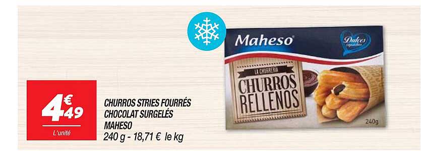 Churros Stries Fourrés Chocolat Surgelés Maheso