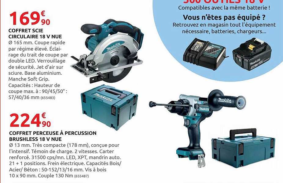 coffret scie circulaire 18 v nue ou perceuse à percussion brushless 18 v nue