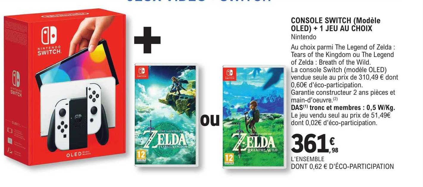 Console Switch (modèle Oled) + 1 Jeu Au Choix - Nintendo