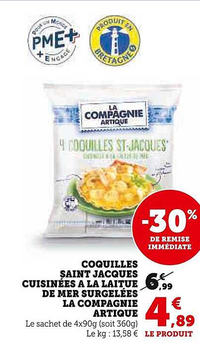 coquilles saint jacques cuisinées à la laitue de mer surgelées la compagnie artique