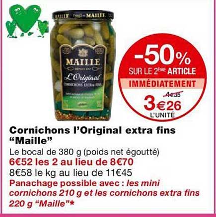 Cornichons L'original Extra Fins "maille"