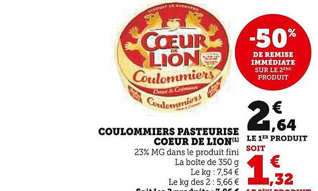 Coulommiers Pasteurisé Cœur De Lion