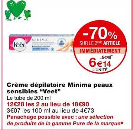 crème dépilatoire minima peaux sensible "veet"