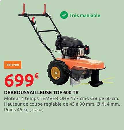 débroussailleuse tdf 600 tr temver