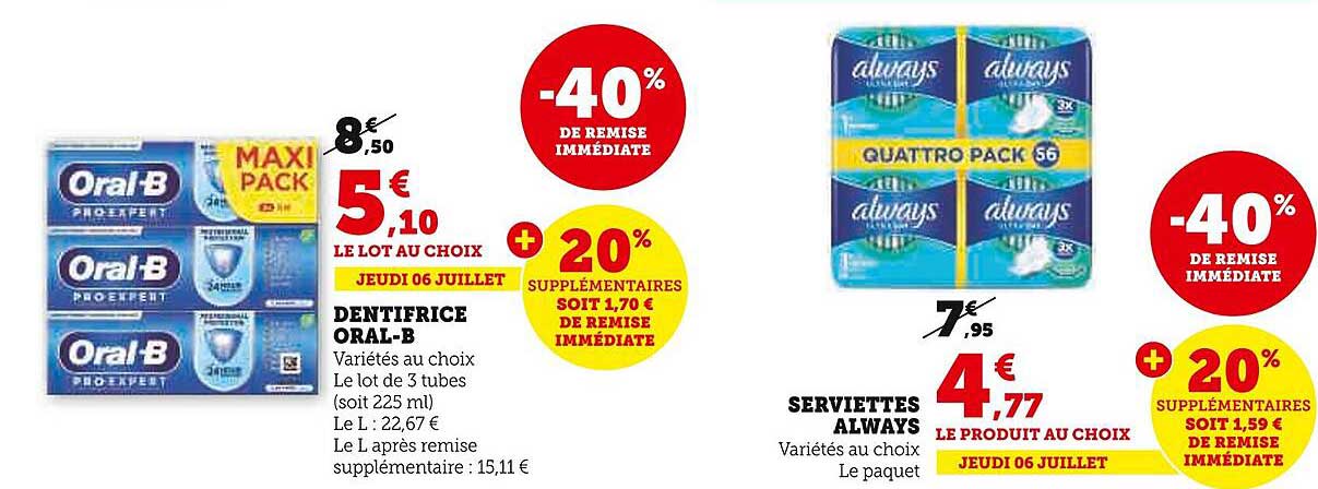 dentifrice oral-b ou serviettes always