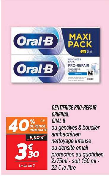 dentifrice pro-repair original oral b