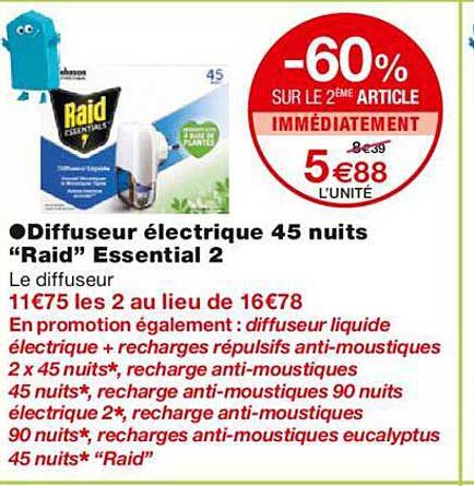 diffuseur électrique 45 nuits "raid" essential 2