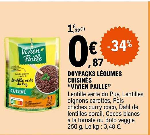 doypacks légumes cuisinés "vivien paille"