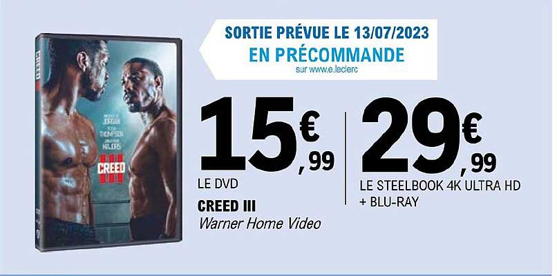 dvd creed III, le steelbook 4k ultra hd + blu-ray