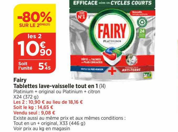 fairy tablettes lave-vaisselle tout en 1