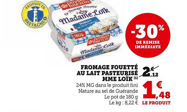 fromage fouetté au lait pasteurisé mme loïk