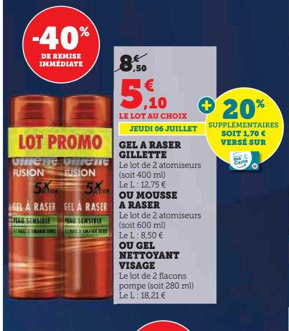 gel à raser gillette ou mousse à raser ou gel nettoyant visage