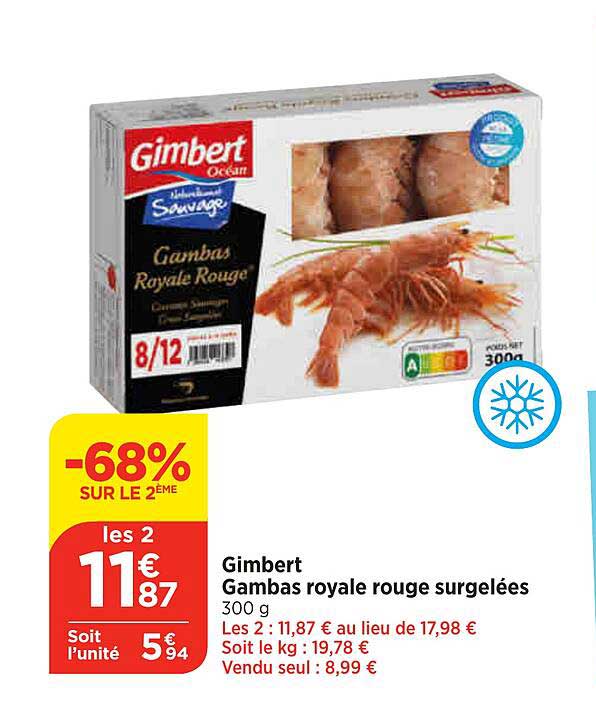 gimbert gambas royale rouge surgelées