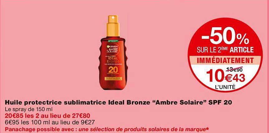 huile protectrice sublimatrice ideal bronze "ambre solaire" spf 20