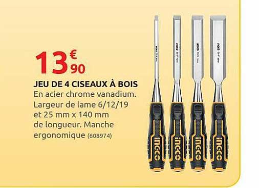 Incco Jeu De 4 Ciseaux à Bois