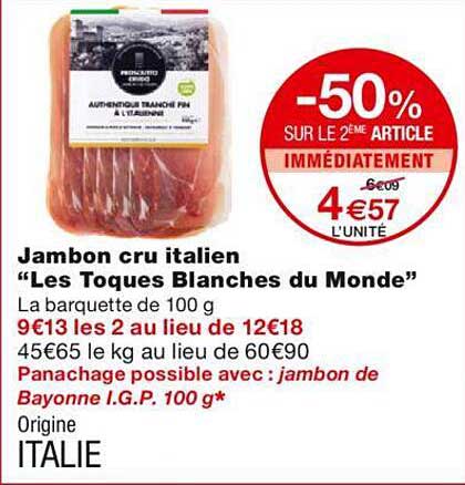 jambon cru italien "les toques blanches du monde"