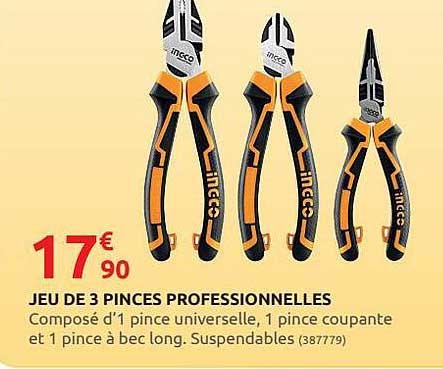 jeu de 3 pinces professionnelles