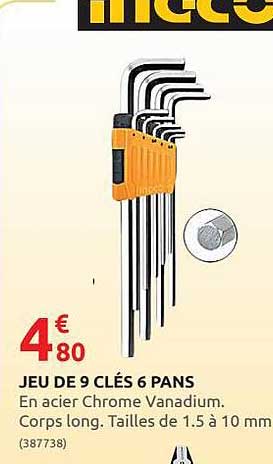 jeu de 9 clés 6 pans