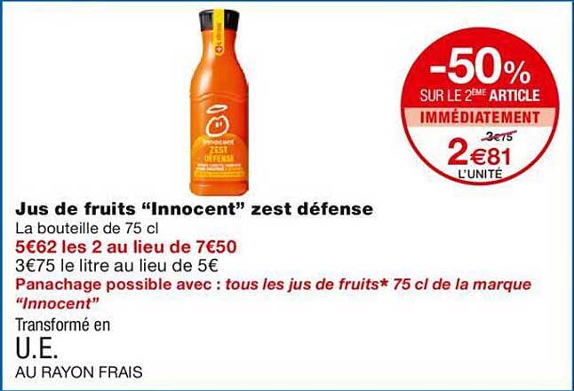 jus de fruits "innocent" zest défense