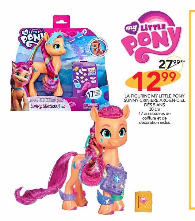 la figurine my little pony sunny crinière arc-en-ciel dès 5 ans 30 cm