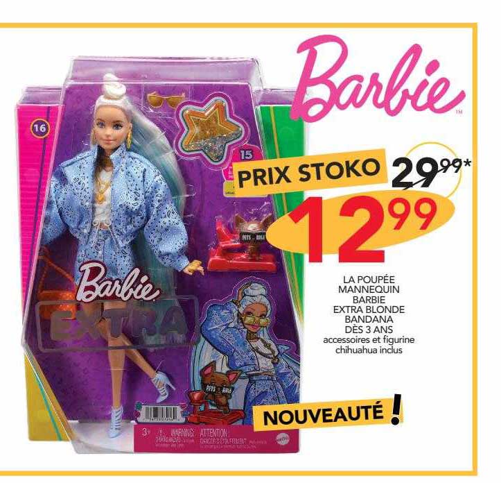 la poupée mannequin barbie extra blonde bandana dès 3 ans
