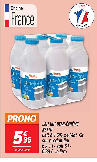 lait uht demi-écrémé netto