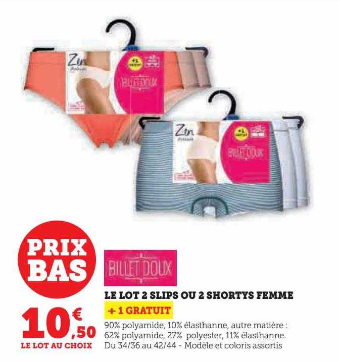 Le Lot De 2 Slips Ou 2 Shortys Femme Billet Doux