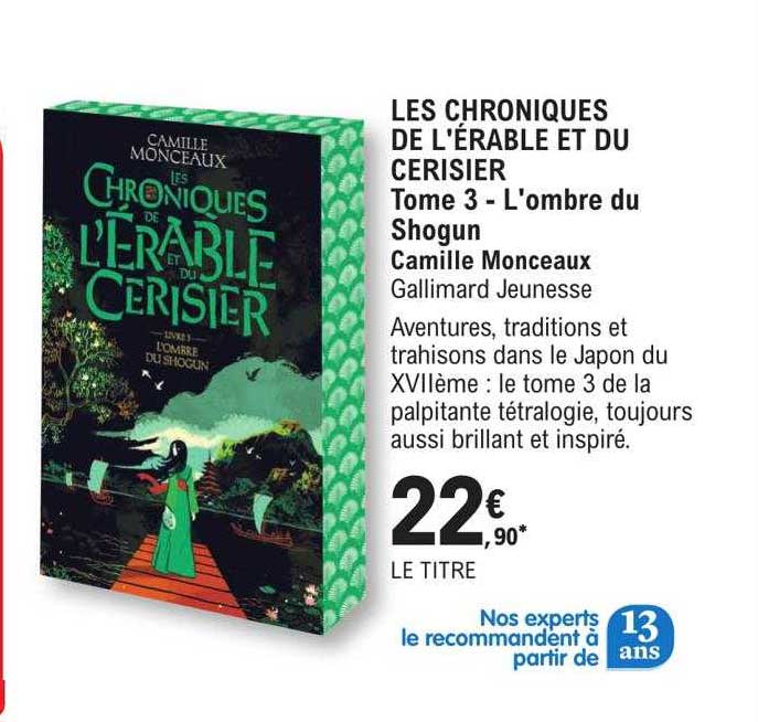 les chroniques de l'érable et du cerisier - tome 3 - l'ombre du shogun - camille monceaux