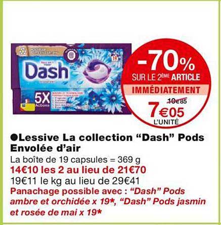 lessive la collection "dash" pods envolée d'air