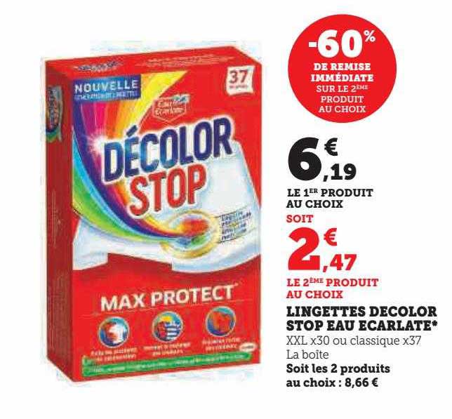 lingettes décolor stop eau écarlate