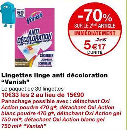 lingettes linge anti décoloration "vanish"