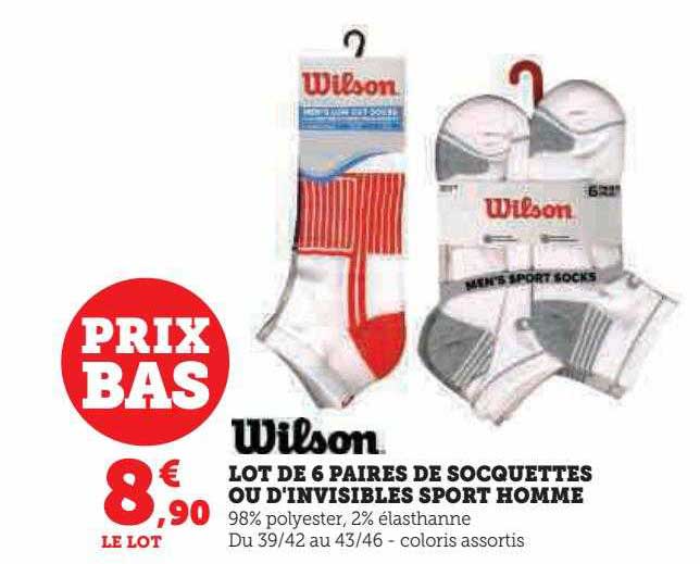 Lot De 6 Paires De Socquettes Ou D'invisibles Sport Homme Wilson
