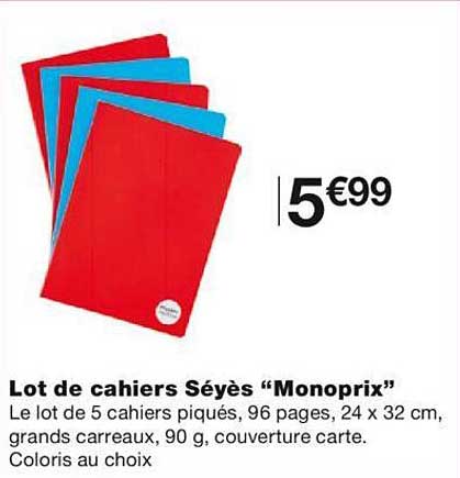 Lot De Cahiers Séyès "monoprix"