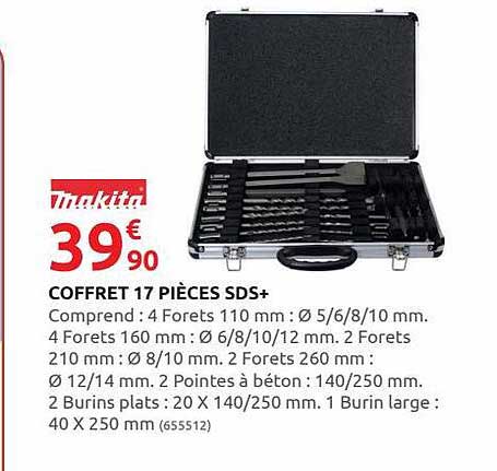 makita coffret 17 pièces sds+