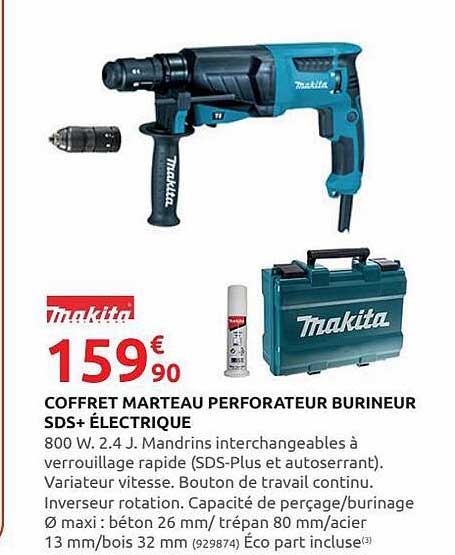 makita coffret marteau perforateur burineur sds+ électrique