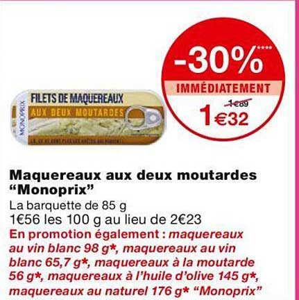 Maquereaux Aux Deux Moutardes "monoprix"