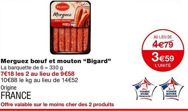 merguez bœuf et mouton "bigard"