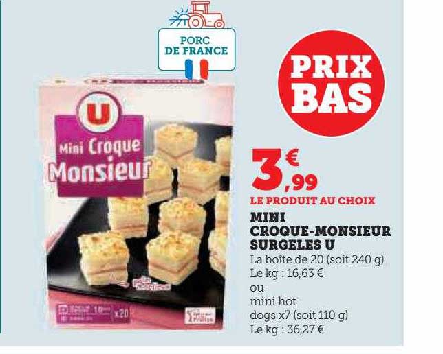mini croque-monsieur surgelés u