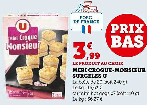 mini croque-monsieur surgelés u