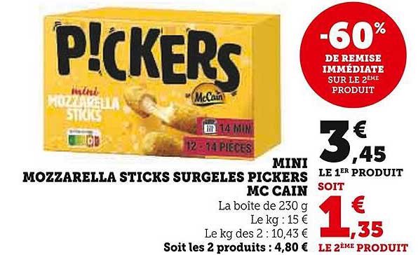 Mini Mozzarella Sticks Surgelés Pickers Mc Cain