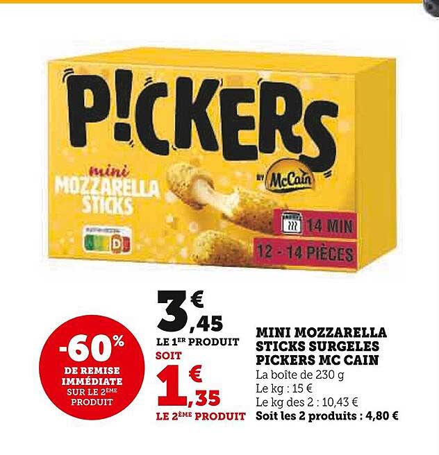 Mini Mozzarella Sticks Surgelés Pickers Mc Cain