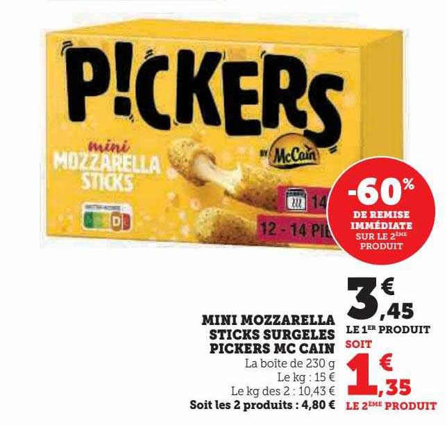 mini mozzarella sticks surgelés pickers mc cain