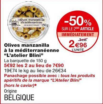 olives manzanilla à la méditerranéenne "l'atelier blini"