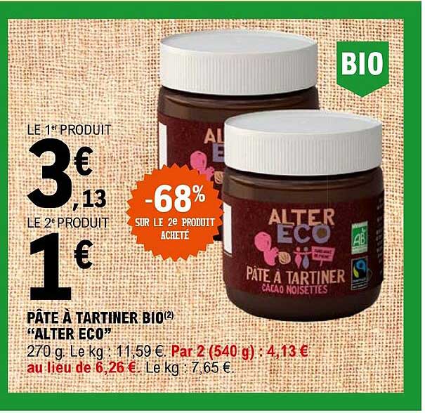 pâte à tartiner bio "alter eco"