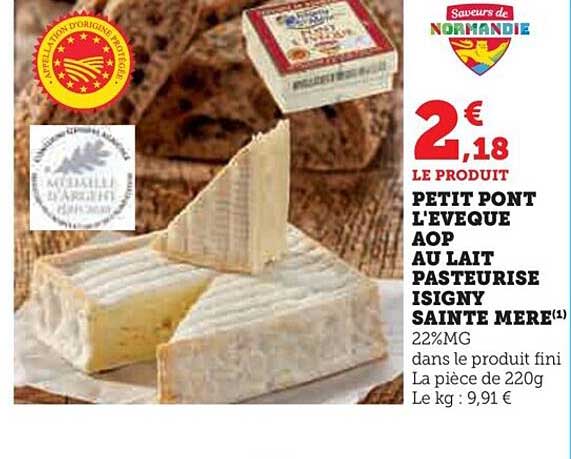 petit pont l’évêque aop au lait pasteurise isigny sainte mere